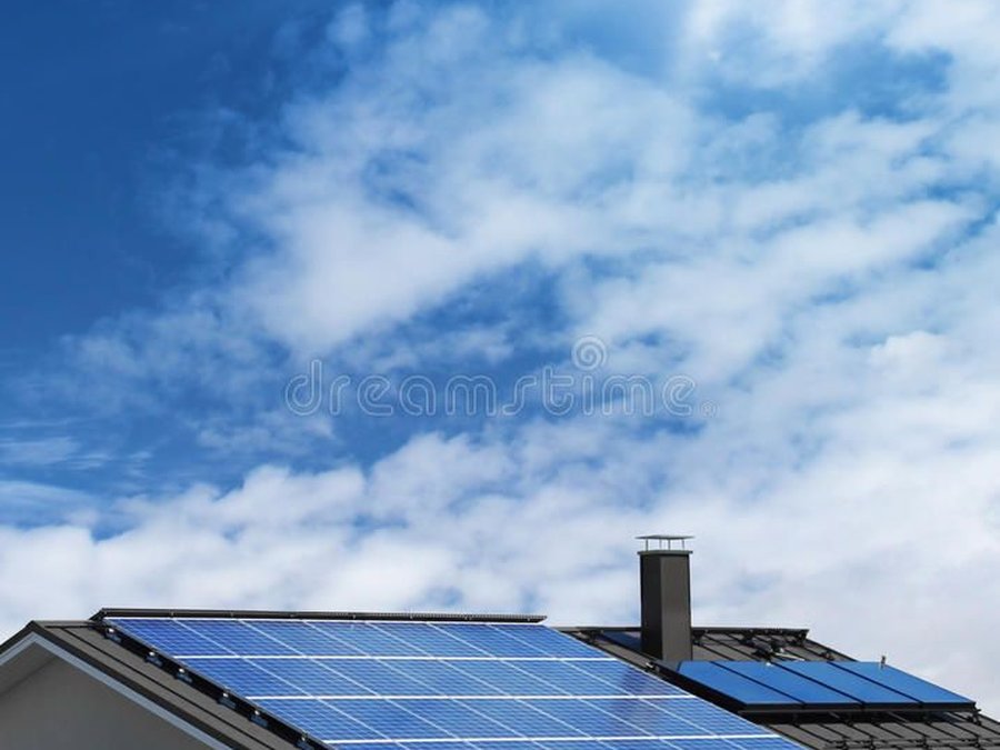 Modern home with sleek solar panels on a sunny day